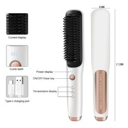 Irons Wireless hair straightening brush USB charging Hot comb iron 3 temperature Settings Electric antiironing comb
