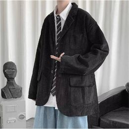 Mens Academic stylec Long Sleeves Casual Cotton Blend Loose Single Breasted Suit Jacket Coat 3999U 240301