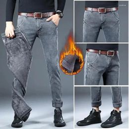 Men's Jeans Brushed Luxury Winter Velvet Fleece Man Thermal Warm Korean Versatile Elastic Plush Thicken Slim Pencil Pants