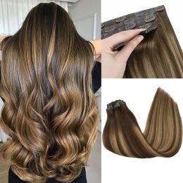 Extensions Seamless PU Clip Hair Extensions Human Hair Invisible Balayage Ombre Blonde Color Skin Weft Remy Hair Extensions 150G With Clip