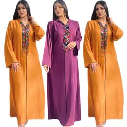 Ethnic Clothing Moroccan Muslim Women Hooded Long Dress Kaftan Colorful Beads Abaya Islamic Arabic Maxi Robe Ramadan Dubai Turkey Midddle