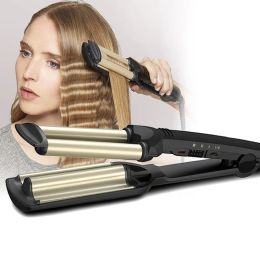 Irons Kemei Hair Curler Professional 3 Barrels Big Wave Curling Iron Crimping Iron Fluffy Rollers Egg Rolls Hair Volume Styling Tools