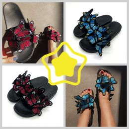 2024 Women Summer Craft Embroidered Three Dimensional Butterfly Slippers GAI sandals easy matching Unique Design Outwear embroidery Extremely Slim