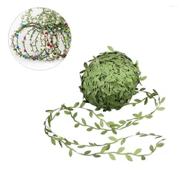 Decorative Flowers 1 Roll 20 Yards Crafts Leaf Wreath Garland Artificial Leaves Vines For Home Wedding Wall Party Decor (Green)