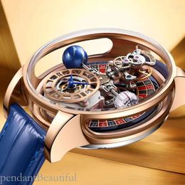 Armbanduhren PINDU Design Leder Herrenuhren Roulette Top Astronomische Erde Quarzuhr Celestial Series Montre Homme