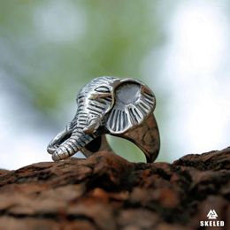 Cluster Rings Fashion Animal Elephant Ring Men's Stainless Steel Hip-hop High Quality Boutique Vintage Charm Punk Jewellery Gift Wholesale