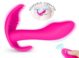 Wearable Butterfly Dildo Vibrator Wireless Remote Control Gspot Clitoris Stimulator Female Panties Massager Sex Toys for Women Y18355319