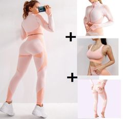 Women Fitness Sport Yoga Suit Seamless Women Yoga Sets Female Sport Gym Set Suits Wear Running Clothes Long Sleeve Clothing6919914