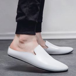 Boots WEH half shoes for men high quality leather 2023 new fashion Outdoor men slippers brand designer italian mens casual shoes white