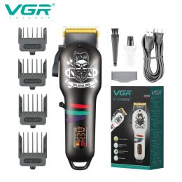 Clippers VGR Hair Clipper Cordless Hair Cutting Machine Professional Barber Adjustable Hair Trimmer Digital Display Clipper for Men V699