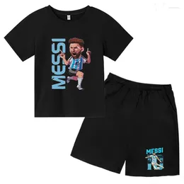 Clothing Sets Summer Football Sportswear T-shirt NO.10 Printed Celebrity Idol Fan Top Beach Shorts 2P Boys/girls 3-13Y Passionate Casual Set