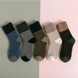Men's Socks Warm Comfortable Thick Trendy Solid Color Long Tube Retro Korean Style Middle Hosiery Cotton Man