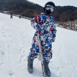 Boots Winter Warm Outdoor One Piece Children Snowsuit Waterproof Mountain Jumpsuit Baby Boy Insulated Kid Alpine Ski Tracksuit Clothes