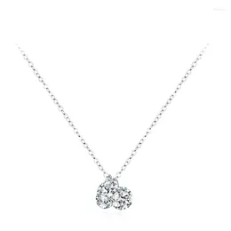 Chains S925 Sterling Silver Super Flash Simulated Diamond Necklace For Women With European And American Advanced Feeling Girl's