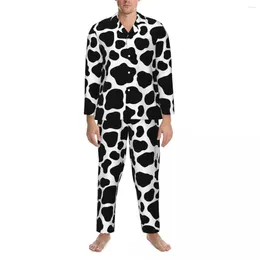 Men's Sleepwear Dalmatian Dog Pyjama Set Animal Print Lovely Woman Long Sleeve Casual Loose Daily 2 Piece Home Suit Plus Size