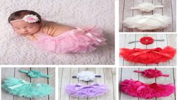 Mix 10 Colours Baby Girls Mesh TUTU Bloomers Sets fabric flowers Headbands Kids Infant PP pants Underwear Children Clothing3664547