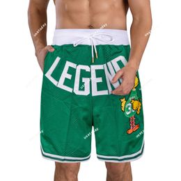 Men's Green Baskeball Shorts Workout Train Gym Sport Knee Shorts with 4 Pockets