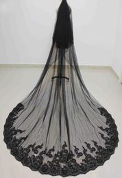 Real Pos Black 3 Metres 2 Layers Bling Sequins Long Wedding Veil WITH Comb New Bridal Veil Bridal Accessories2985753