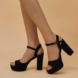 Top Sexy Womens High Heel Sandals Summer sandal women Fish Mouth One line Buckle Strap Thick 240228