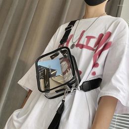 Bag Transparent Square Ins Chest Fashion Brand Small Japanese Casual Satchel Couple Shoulder Messenger Bungee