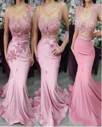 South African Mermaid Bridesmaid Dresses Three Types Sweep Train Long Country Garden Wedding Guest Gowns Maid Of Honour Dress Arabi8369416