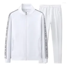 Men's Tracksuits Sportswear Sets Casual White Tracksuit Male Spring Autumn Suits 2 Piece Slim Sweatshirt Pants Breathable Clothing