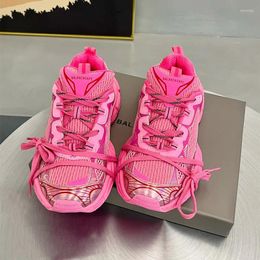 Casual Shoes Classic Pink Sneakers Cross Strap Autumn Fashion Round Toe Zapatillas Breathable Mesh Zapatos Outdoor Anti Slip Sapato