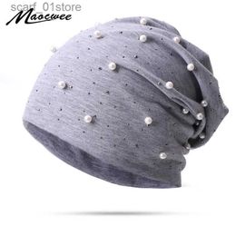 Hats Scarves Sets Womens pearl Beanie hat solid pearl C autumn and winter hat womens hat fashionable knitted autumn outdoor BeanieC24319