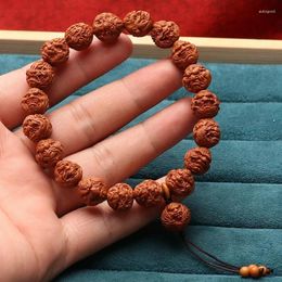 Strand Dragon Pattern Walnut Hand Carved Zodiac Evil Monk Stone Carving Bracelet