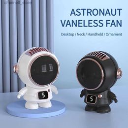 Electric Fans Hanging neck fan USB charging portable Astronaut desktop handheld silent fan small air cooler for outdoor camping sportsY240320