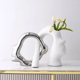 Vases Modern Advanced Creative Luxury Ceramic Vase Ornaments Home Livingroom Adornments Crafts Office Desktop Accessories Decoration