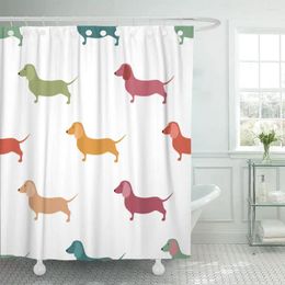 Shower Curtains Dachshund Cute Dachshound Dogs Small Puppies Sausage Pattern Doxie Curtain Waterproof Polyester Fabric 60 X 72 Inches