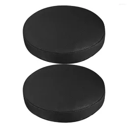 Chair Covers 2pcs 35cm Round Stool Cover Cotton Stretch Cushion Detachable Elastic Slipcovers ( Black )