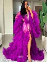 2021 New Maternity Dress for Poshoot Babyshower Maternity Prom Dresses Royal Blue Purple Pink Ruffles Tulle Long Sleeves Evenin3812304