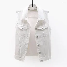 Women's Vests 2024 Spring Summer Fashion Denim Vest Female Sleeveless Tops Short Jacket Women 4XL Jean Waistcoat