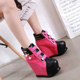 Dress Shoes 2019 New Winter Muffin Bottom Short Tube Boots Thick Heightening Wedges Heels Womens Slope Heel Plush H240321HMGBWPJ6