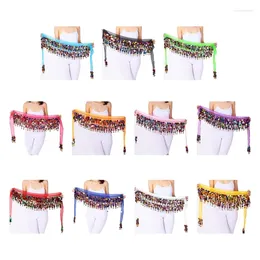 Belts 652F Sparkling Fringes Belly Dance Waist Chain With Gold Sequins Skirts Wrap Noisy