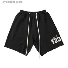 Men's Shorts RRR123 Sweatpants Best Quality Letters Drawstring Pants Black Mens Womens Loose Casual Jogging Sports Shorts Breeches L240320