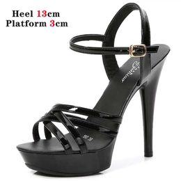 Dress Shoes Fashion Sexy Open Toe 15 17 CM Black Red Colour High Heels 2022 Summer Sandals Party Wedding Nightclub WomenOPI2 H240321