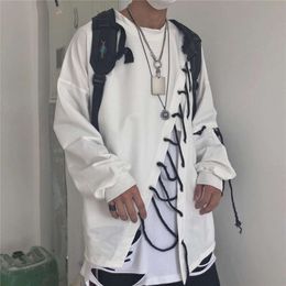 Yamamoto Yoji Dark Wind Instagram Super Hot High Street Hip Hop Personality DIY Tie Loose Thin Long Sleeved Sweater for Men and Women