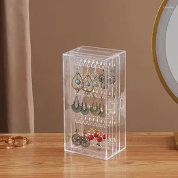 Hooks Jewelry Holder Display Case Acrylic Necklace 2 Vertical Drawer Organizer For Rings Earrings Brooches Cufflinks