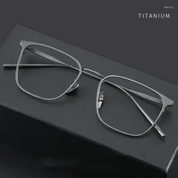 Sunglasses Frames 54mm Pure Titanium Myopia Hyperopia Glasses Frame Men's Business Retro Anti Blue Light Radiation Eyewear