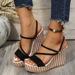 New Summer Sandal Women Sandals Wedge Heel Platform Thick Sole High Roman Sandles Heels Flip Flop 240228