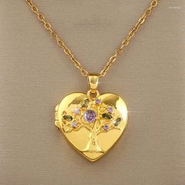 Pendant Necklaces Exquisite Heart-shaped Tree Of Life Can Open And Close Po Necklace Women's Birthday Gift Christmas