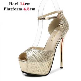 Dress Shoes Bling Sandals Women 2021 Gladiator High Heels 12CM Platform Pumps Peep Toe Ladies Party Bridal WeddingDFCM H240321
