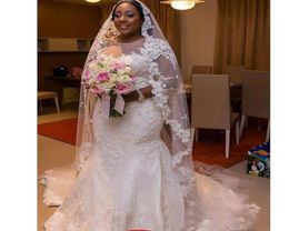 African Nigeria Sheer Neck Plus Size Wedding Dresses with Applique Mermaid Bridal Party Gown 34 Long Sleeve Wedding Gowns7428236