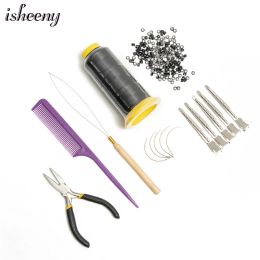 Tubes MicroLink Hair Weft Sew In Human Hair Extension Kits 250pcs Micro Rings 1pc Loop Threader 1pc Plier 5 pcs Needle 5pcs Salon Clip