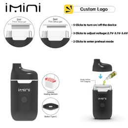 Imini 2.0ml Disposable Vape Pen USA Europe 280mah Rechargeable Battery Preheated Batteries Adjustable Voltage Starter Kits 3 Gramme Thick Oil Empty Device Vaporizer