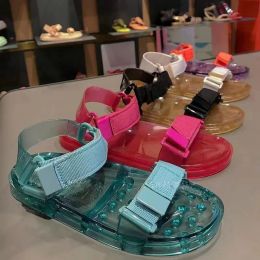 Sandals Summer Brazil Melissa Women Summer Shoes Jelly Sole Massage Sole Braided Strap Beach Sandals Ladies Flat One Belt Sandals SM108