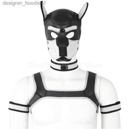 cosplay Anime Costumes Golden chain chloroprene rubber dog full face dog mask new clothing dog hat mask role-playing dog costume propsC24320